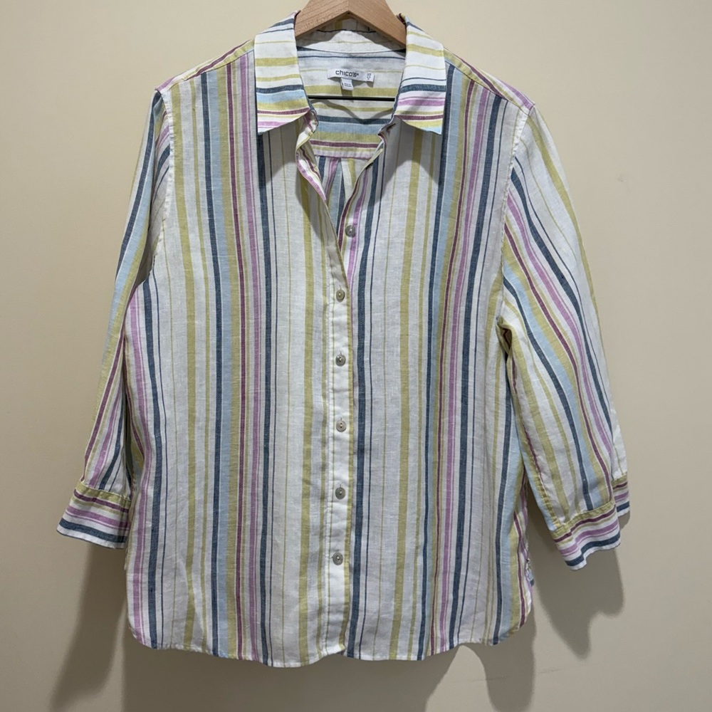 Chicos 100% Linen Women’s Striped Top
